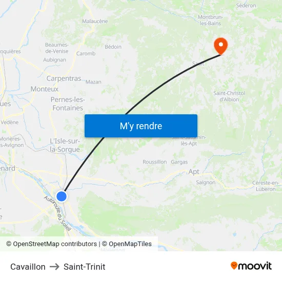 Cavaillon to Saint-Trinit map