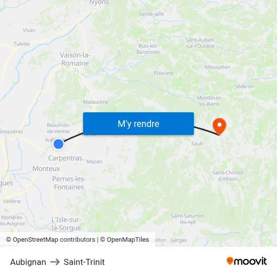 Aubignan to Saint-Trinit map