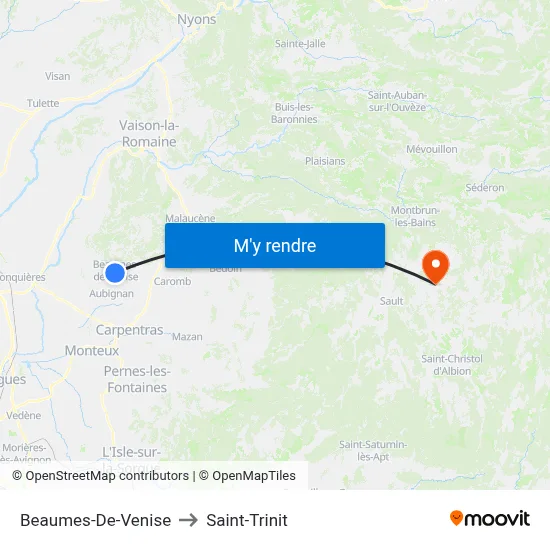 Beaumes-De-Venise to Saint-Trinit map