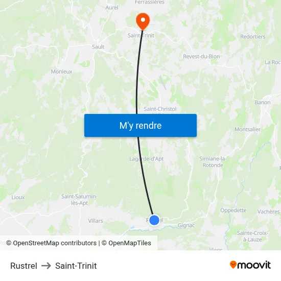 Rustrel to Saint-Trinit map