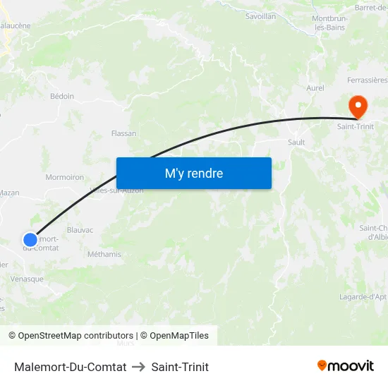 Malemort-Du-Comtat to Saint-Trinit map