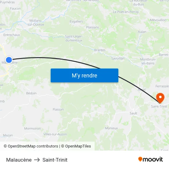 Malaucène to Saint-Trinit map