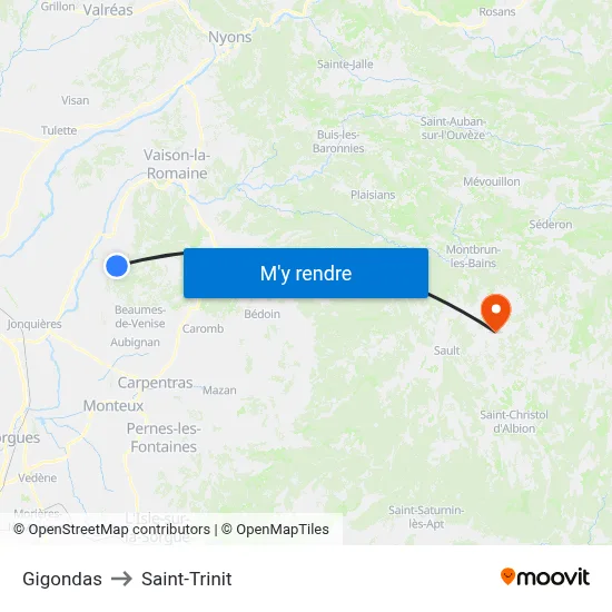 Gigondas to Saint-Trinit map