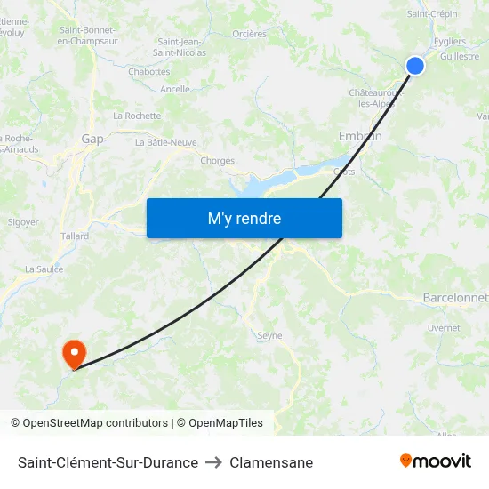 Saint-Clément-Sur-Durance to Clamensane map