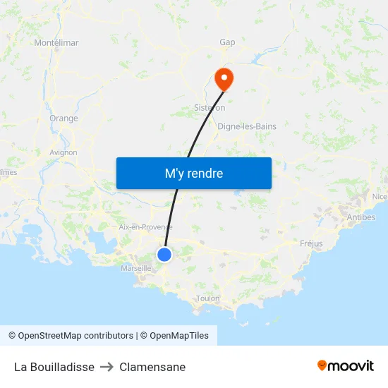 La Bouilladisse to Clamensane map
