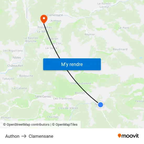 Authon to Clamensane map