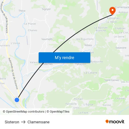 Sisteron to Clamensane map