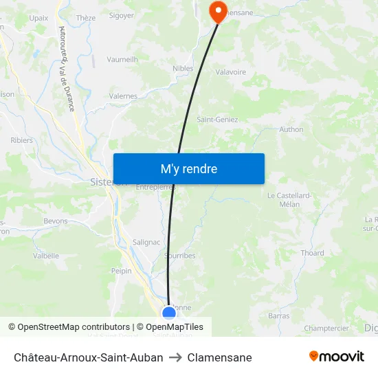 Château-Arnoux-Saint-Auban to Clamensane map