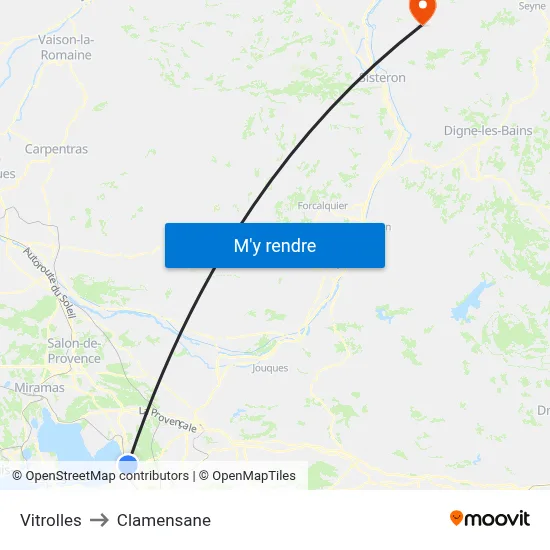 Vitrolles to Clamensane map
