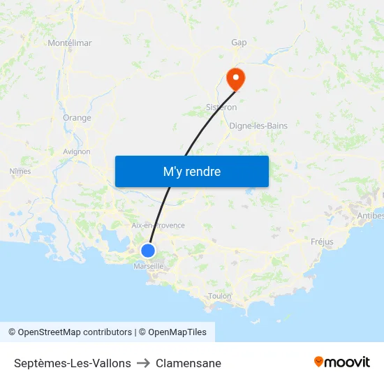 Septèmes-Les-Vallons to Clamensane map