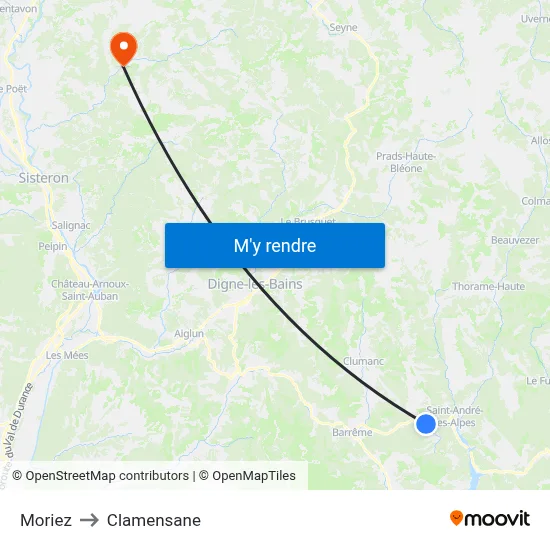 Moriez to Clamensane map