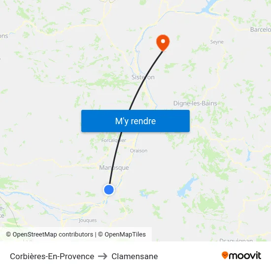 Corbières-En-Provence to Clamensane map