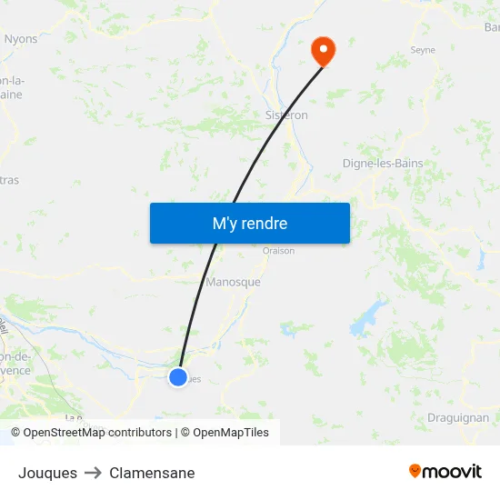 Jouques to Clamensane map