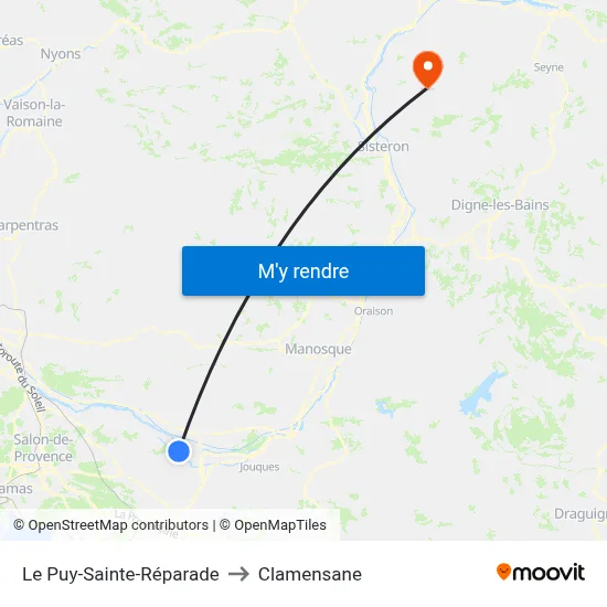 Le Puy-Sainte-Réparade to Clamensane map
