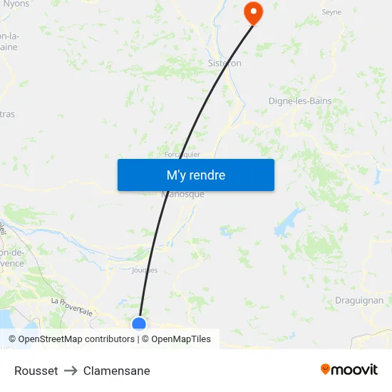 Rousset to Clamensane map
