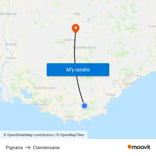 Pignans to Clamensane map