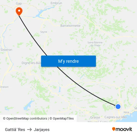 Gattiã¨Res to Jarjayes map