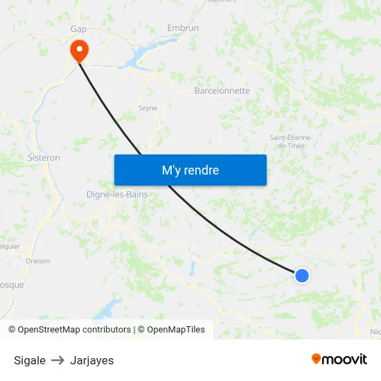 Sigale to Jarjayes map
