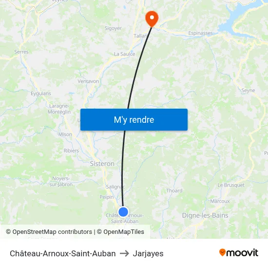 Château-Arnoux-Saint-Auban to Jarjayes map