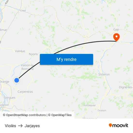 Violès to Jarjayes map