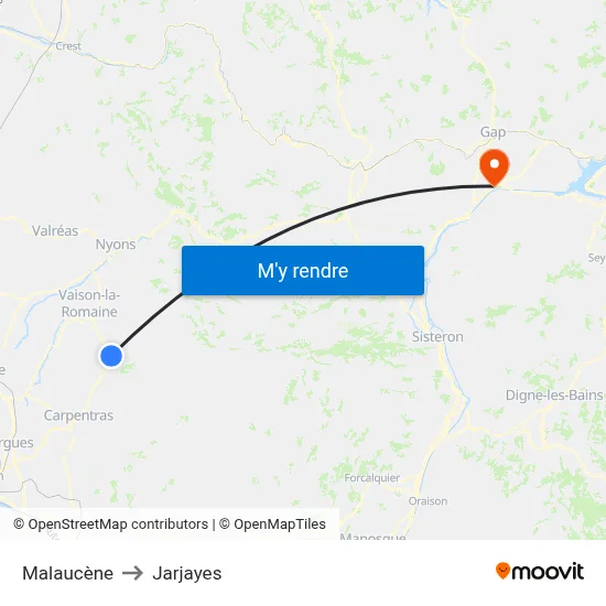 Malaucène to Jarjayes map