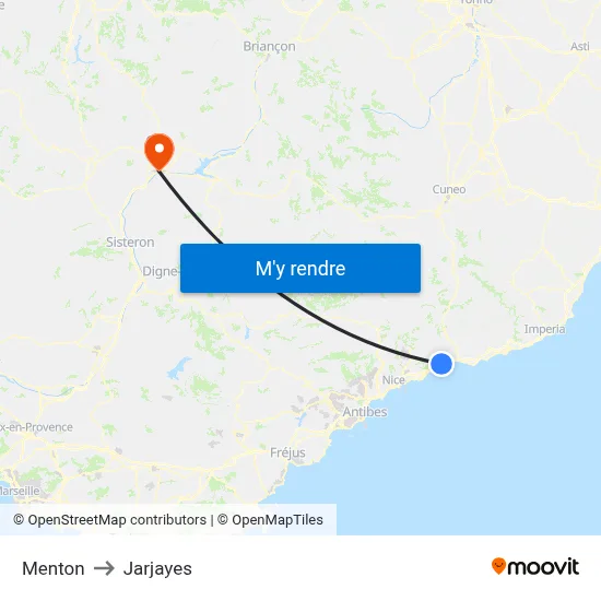 Menton to Jarjayes map