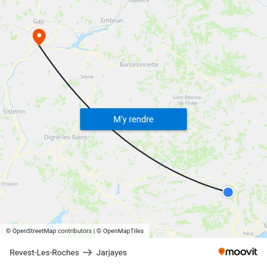 Revest-Les-Roches to Jarjayes map