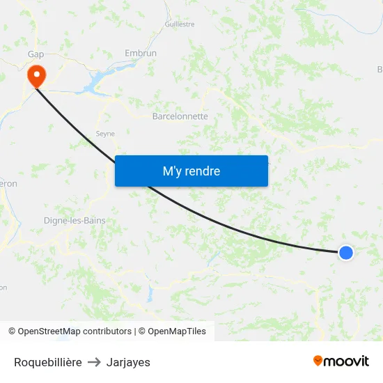 Roquebillière to Jarjayes map