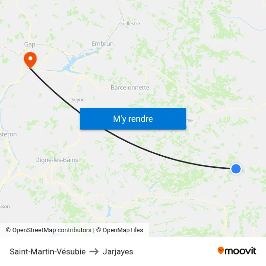 Saint-Martin-Vésubie to Jarjayes map