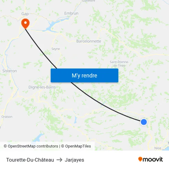 Tourette-Du-Château to Jarjayes map