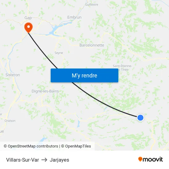 Villars-Sur-Var to Jarjayes map