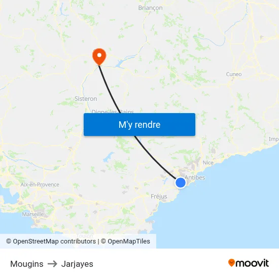 Mougins to Jarjayes map