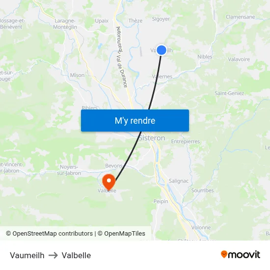 Vaumeilh to Valbelle map