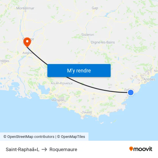 Saint-Raphaã«L to Roquemaure map