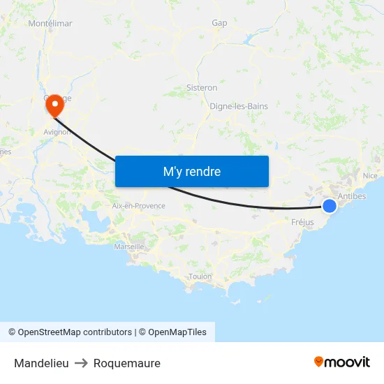 Mandelieu to Roquemaure map