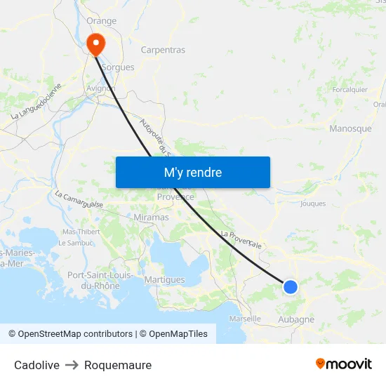 Cadolive to Roquemaure map
