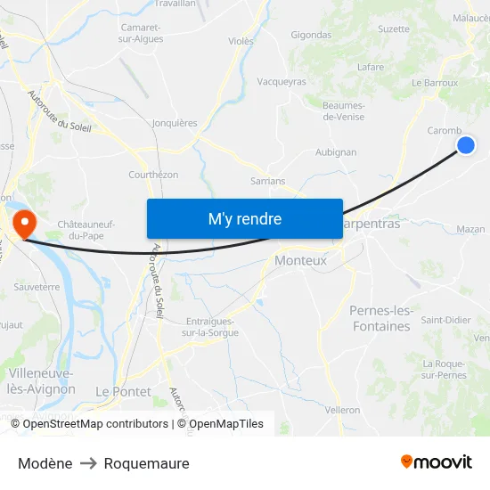 Modène to Roquemaure map