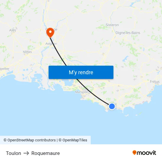 Toulon to Roquemaure map