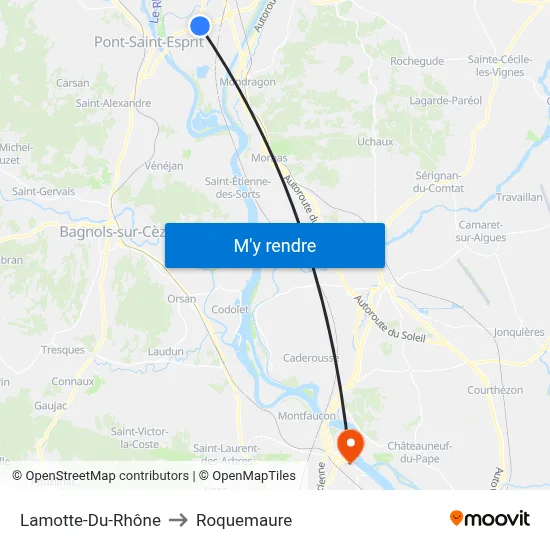 Lamotte-Du-Rhône to Roquemaure map