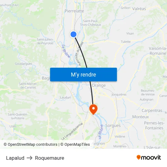 Lapalud to Roquemaure map