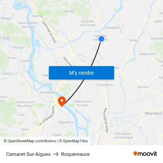 Camaret-Sur-Aigues to Roquemaure map