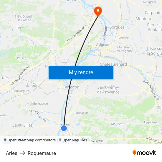 Arles to Roquemaure map