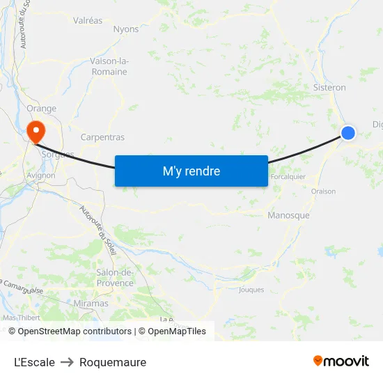 L'Escale to Roquemaure map