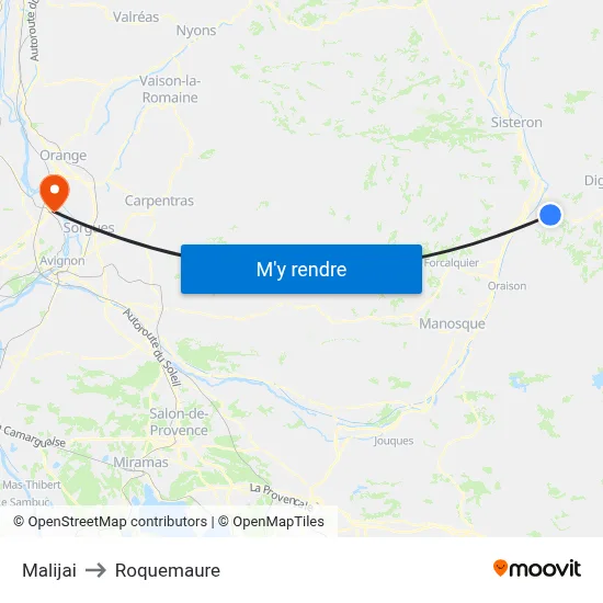 Malijai to Roquemaure map