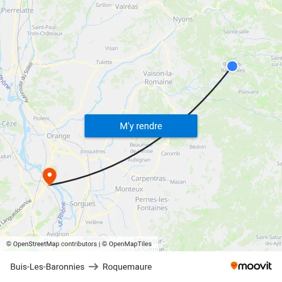 Buis-Les-Baronnies to Roquemaure map