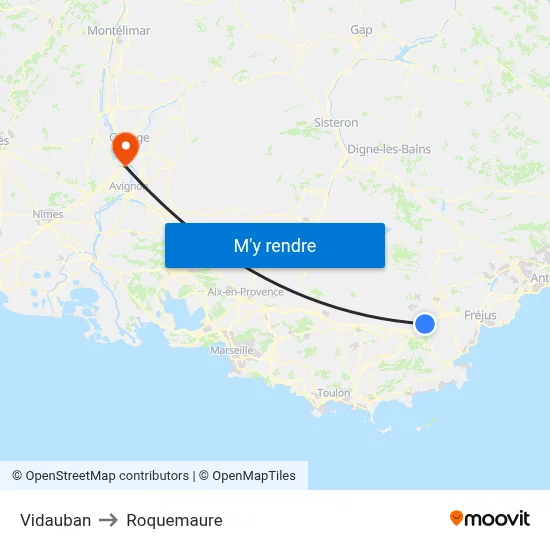 Vidauban to Roquemaure map