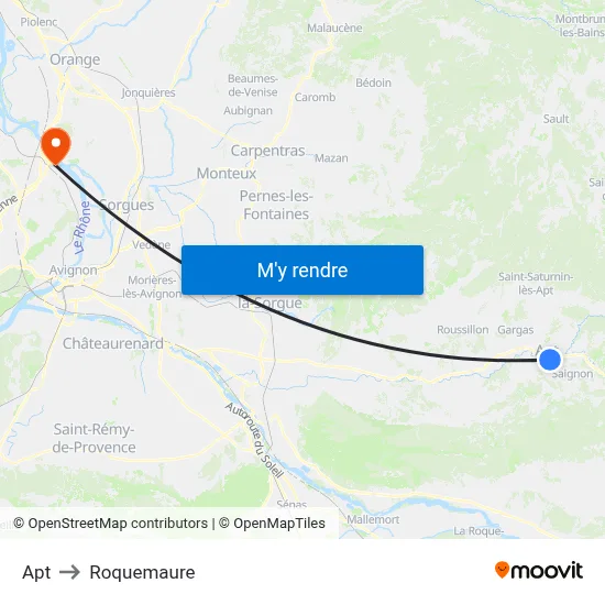 Apt to Roquemaure map