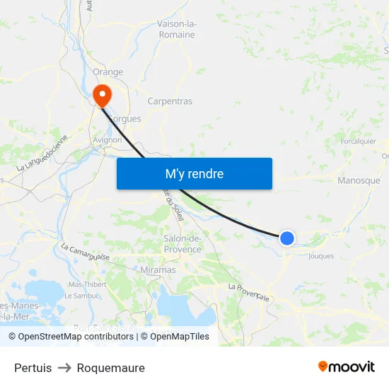Pertuis to Roquemaure map