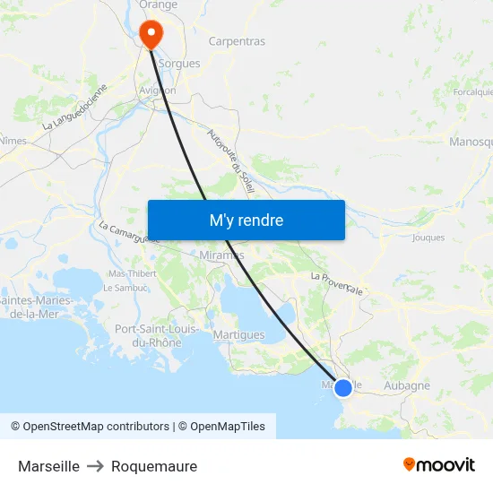 Marseille to Roquemaure map