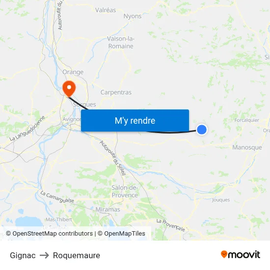 Gignac to Roquemaure map